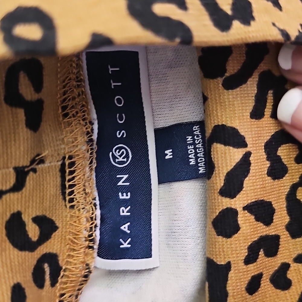 Karen Scott Leopard Print Top Size M - Picture 4 of 5
